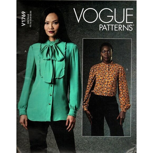Vogue V1769 Misses 16 to 24 Button Up Blouse Uncut Sewing Pattern - Picture 1 of 2